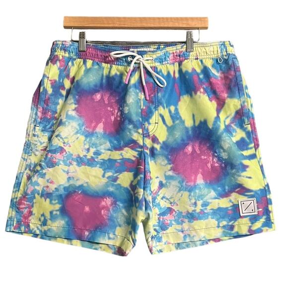 American Eagle Mens Swimming Trunks Retro Tie Dye Swim Board Shorts - Picture 1 of 8